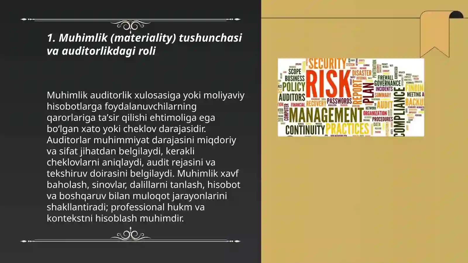 Auditda muhimlik va risk darajalarini aniqlash 3