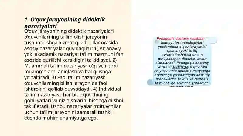 O'quv jarayonining didaktik nazariyalari 3