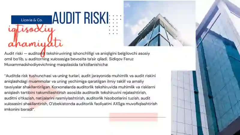 Audit riski va uning yuzaga kelish sabablari 3