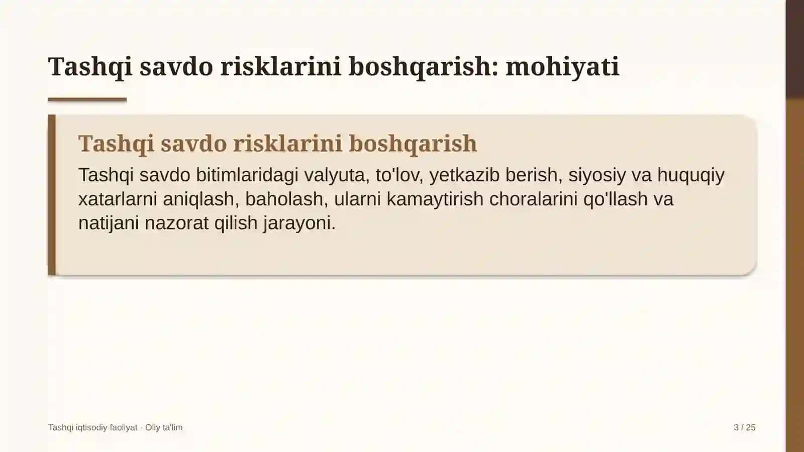 qo'riqlash xizmatlarida tashqi savdo risklarini boshqarish 7174 3