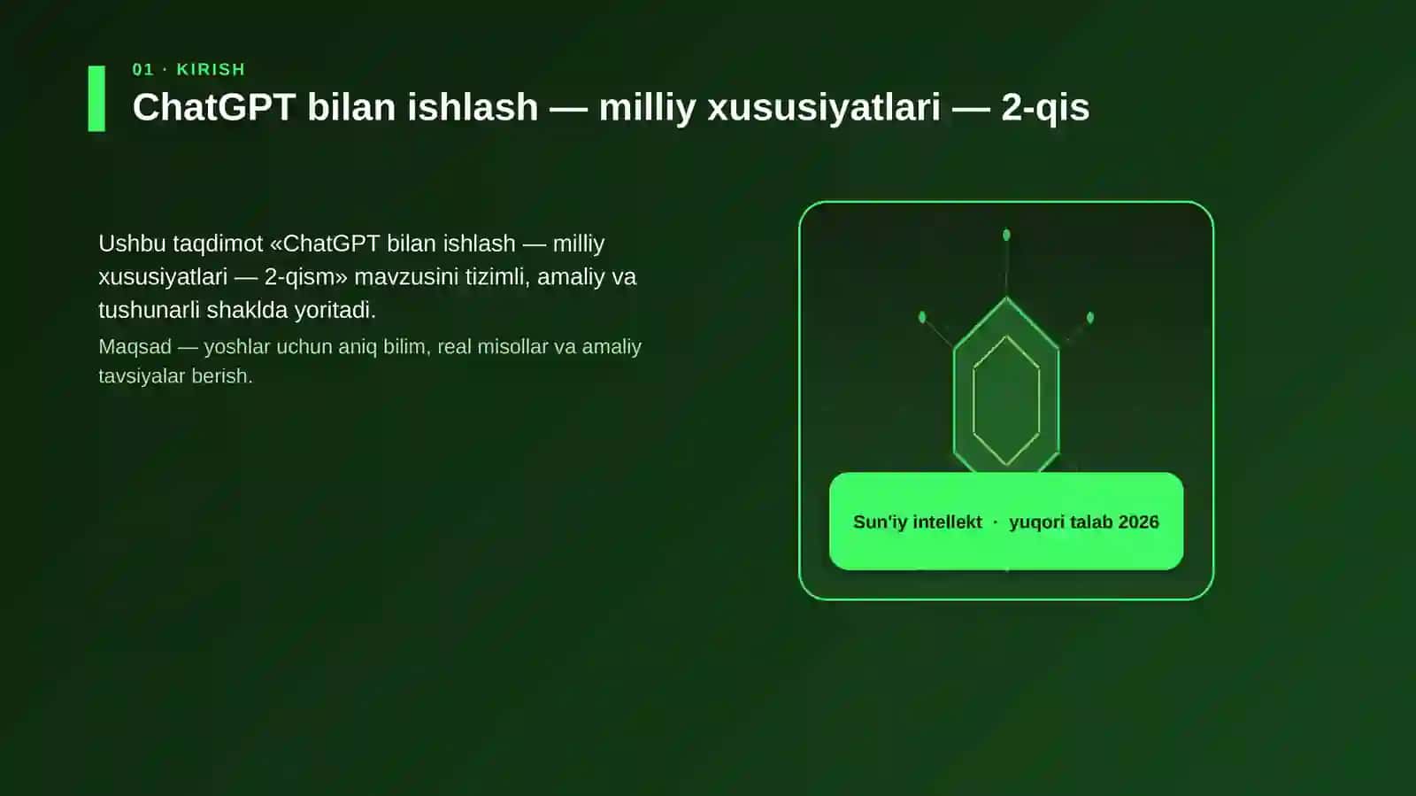 ChatGPT bilan ishlash — milliy xususiyatlari — 2-qism 3