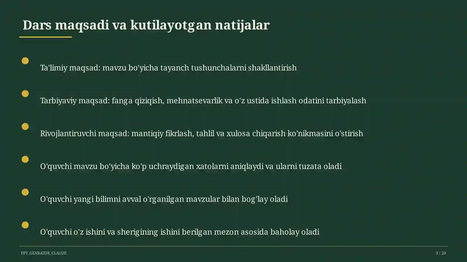 Dars rejasi 3