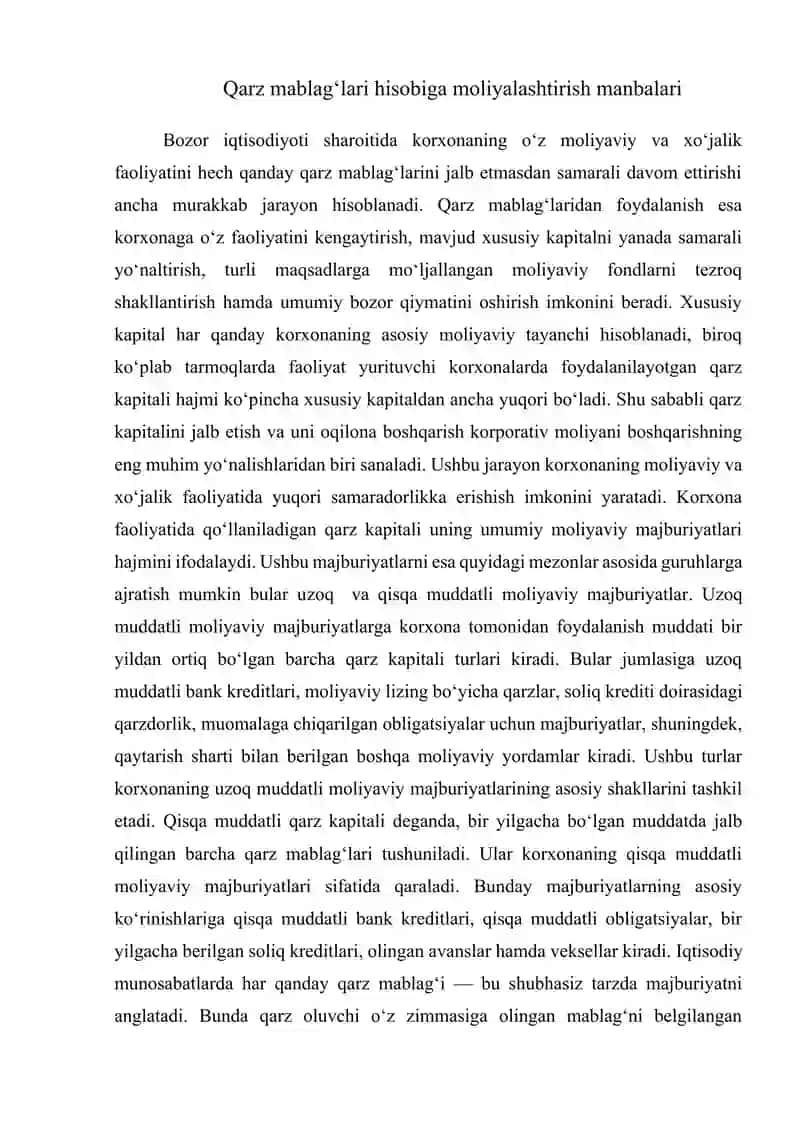 Qarz mablag’lari hisobiga moliyalashtirish 3
