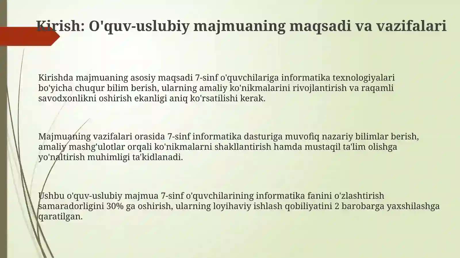 7 sinf informatika texnologiyalari fanidan elektron o'quv-uslubiy majmua yaratish metodikasi 3