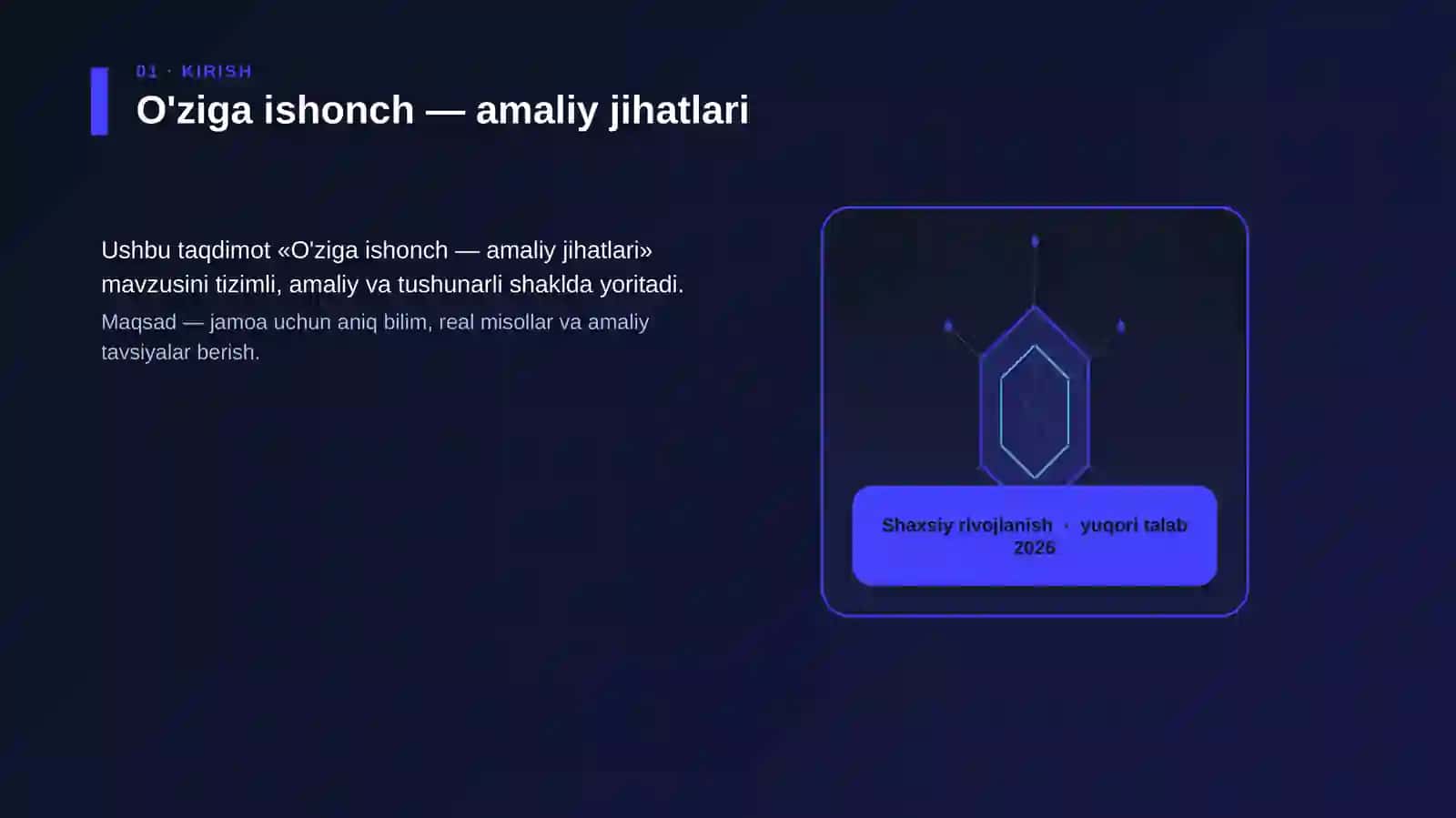 O'ziga ishonch — amaliy jihatlari 3