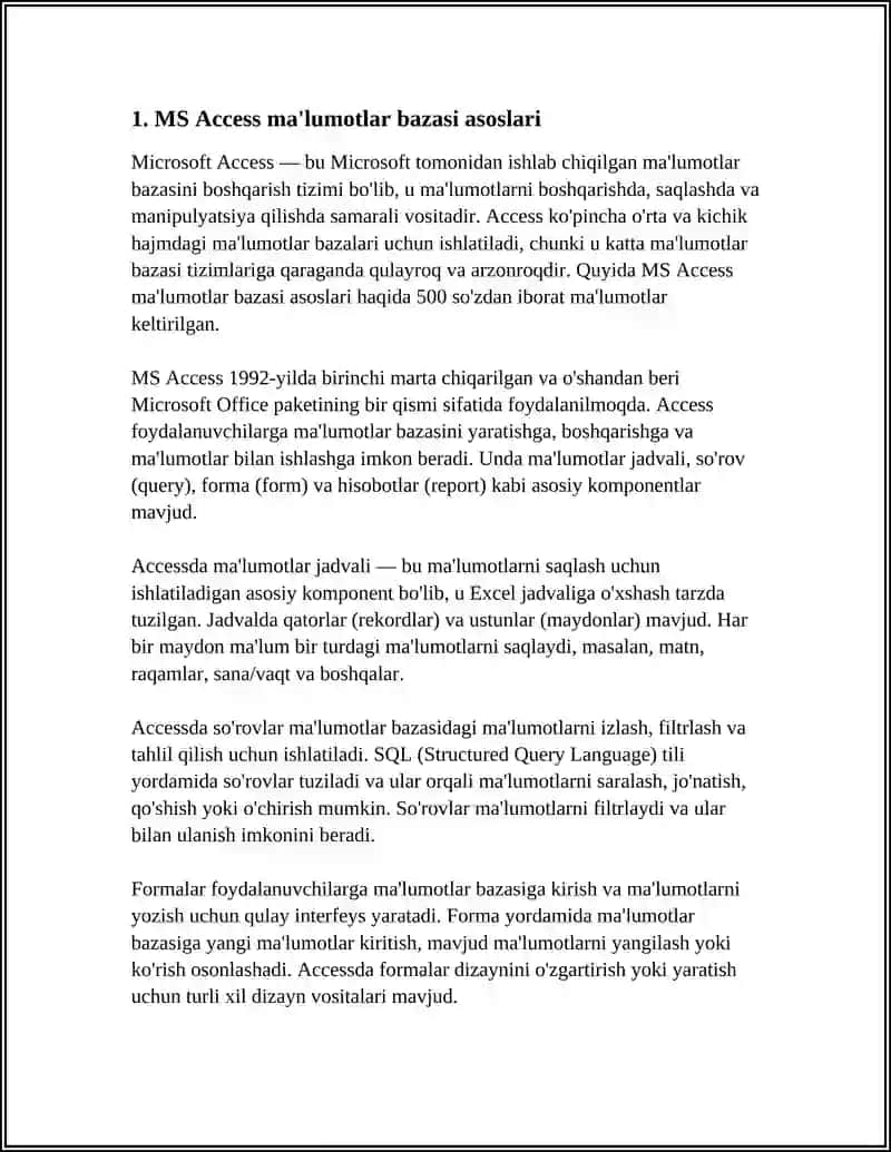 MS ACCESS IMKONIYATLARI 3