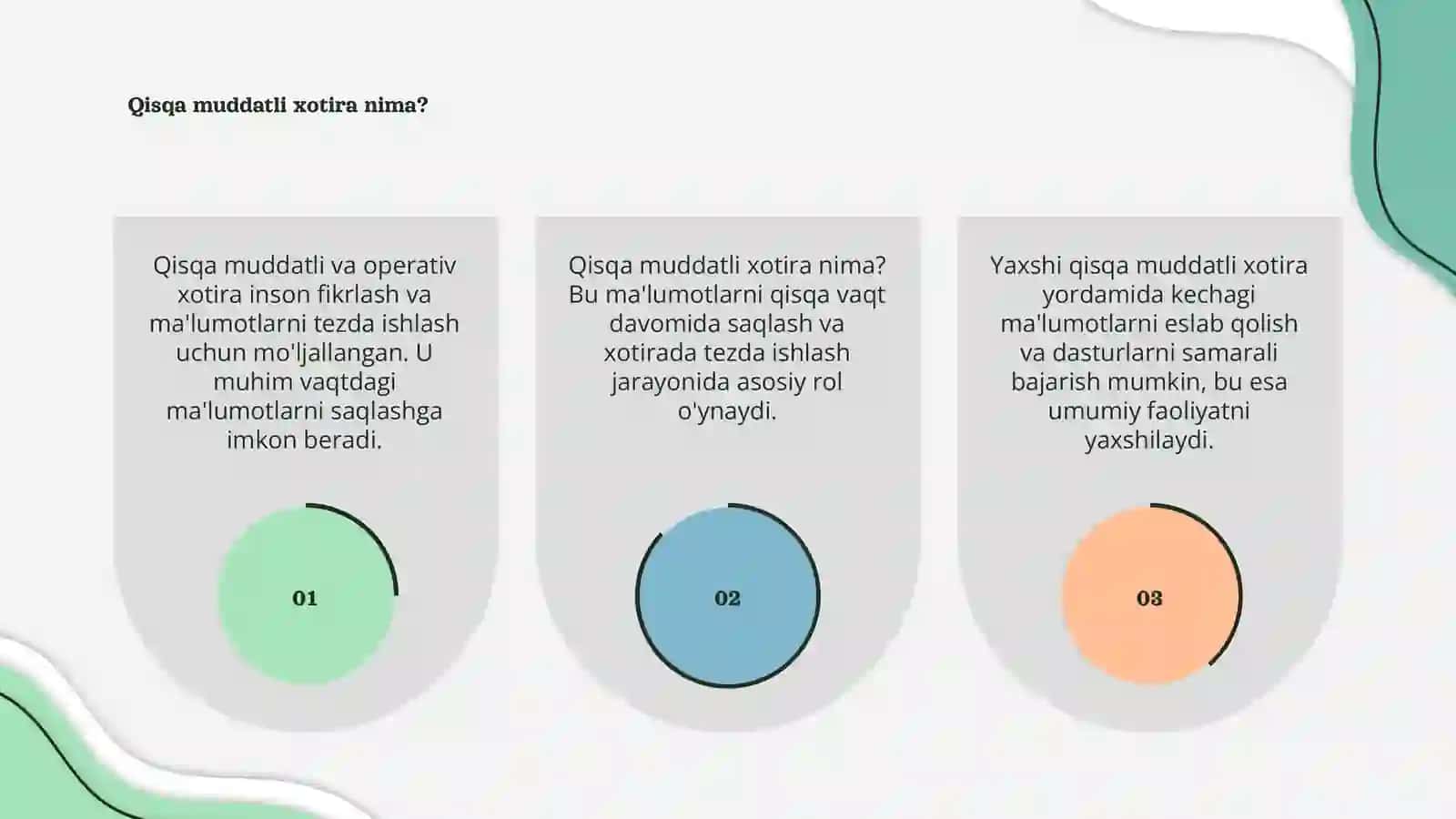 Qisqa muddatli va operativ xotira hajmini o‘rganish 3