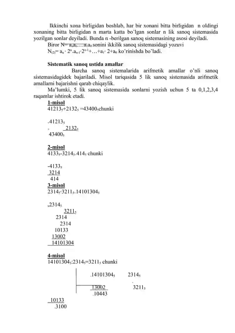 sanoq sistemalari matematika 3