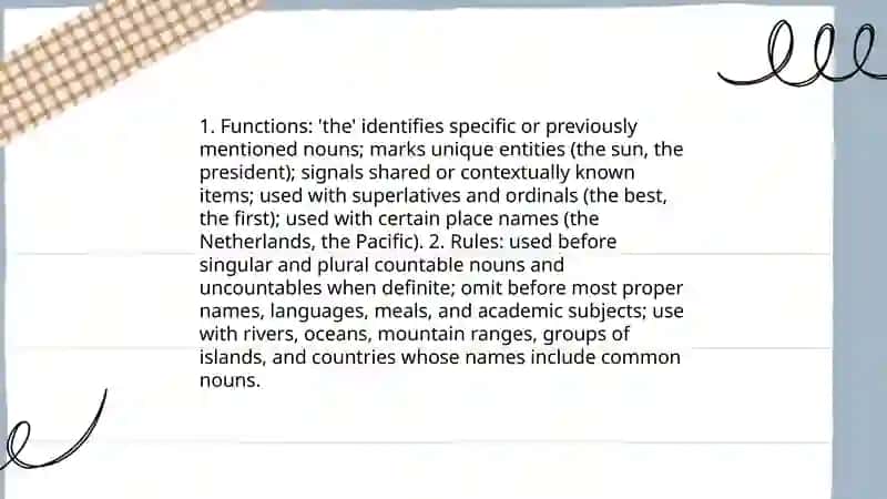 Definite article "the": functions and rules 3