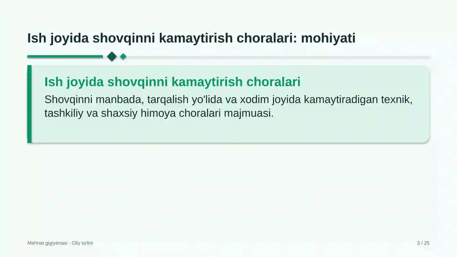 Davlat byudjeti tizimida ish joyida shovqinni kamaytirish choralari 3