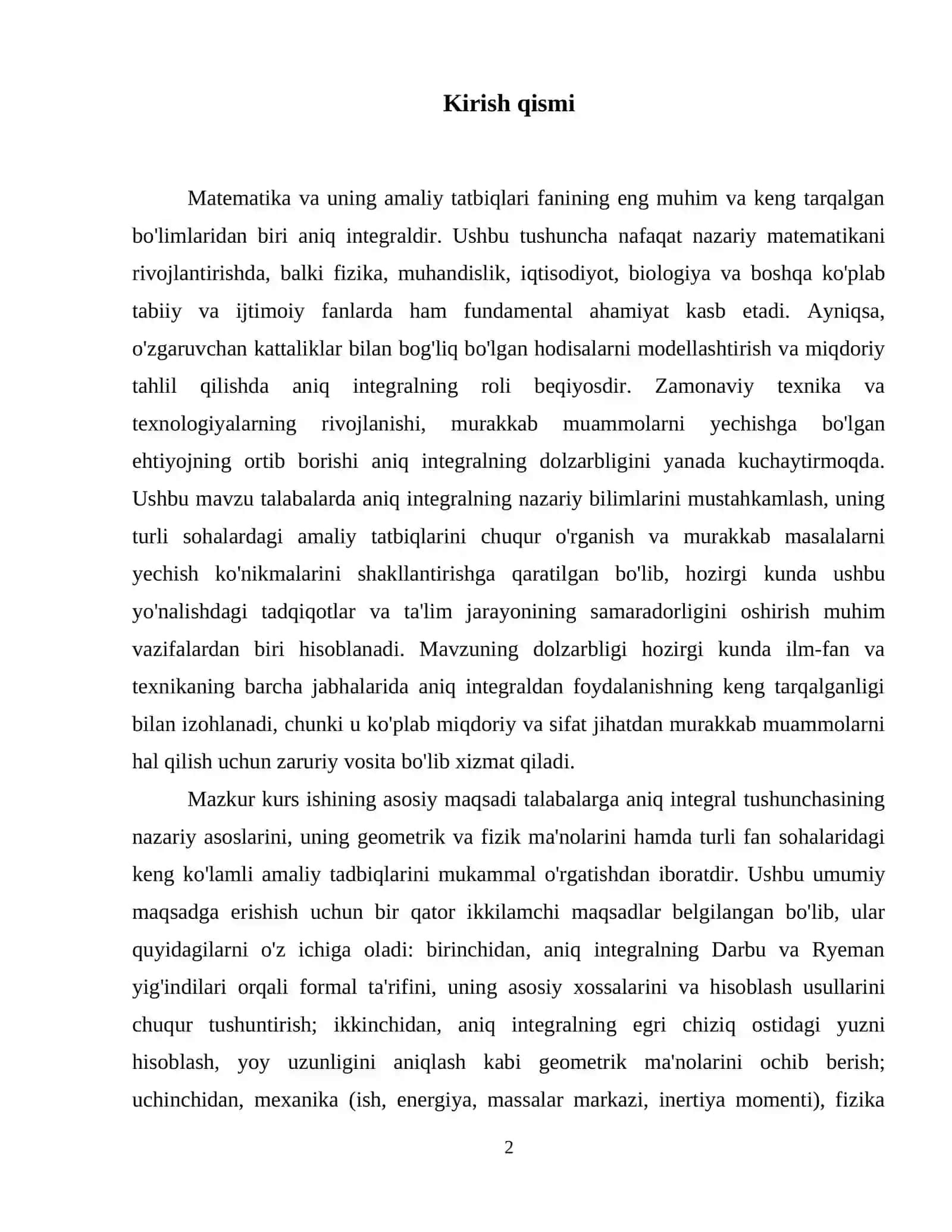 "Aniq integral tadbiqlari " 3