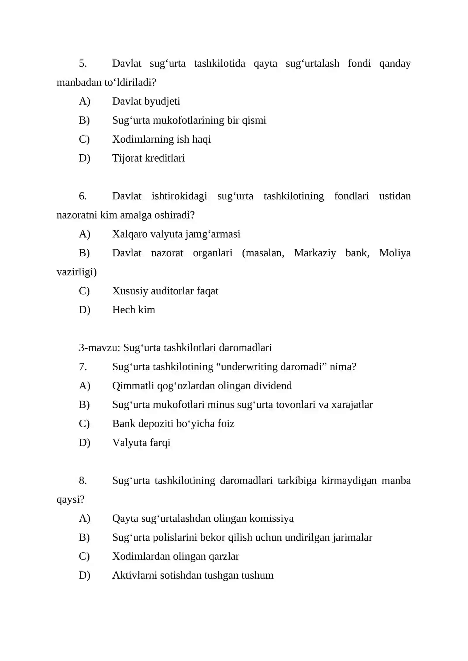 Sug‘urta tashkilotlari moliyasining xususiyatlari 3