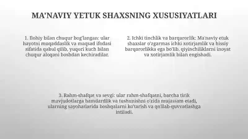 Ma'naviy Yetuklik 3