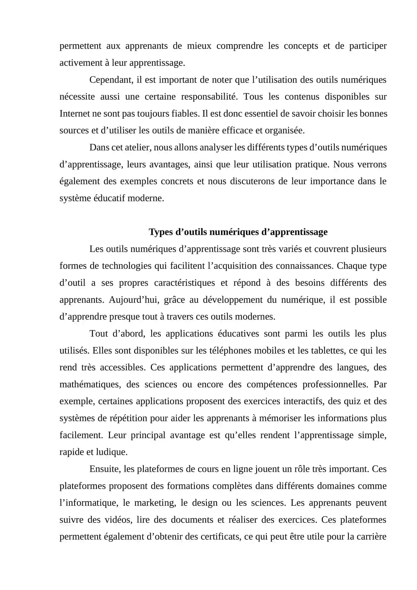 ATELIER SUR LES OUTILS NUMÉRIQUES D’APPRENTISSAGE 3