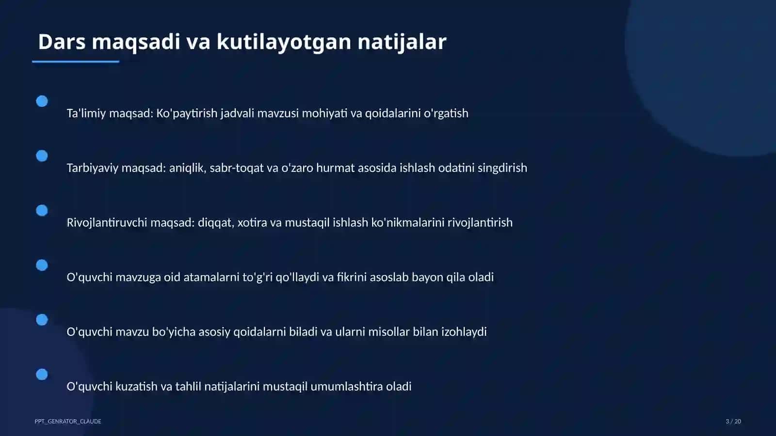 Ko'paytirish jadvali (2-sinf) 3