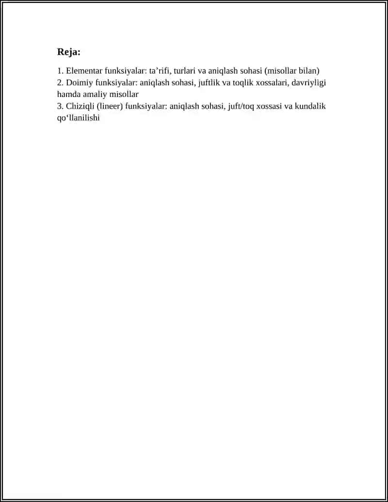 ELEMENTAR FUNKSIYALAR HAQIDA REFERAT 3