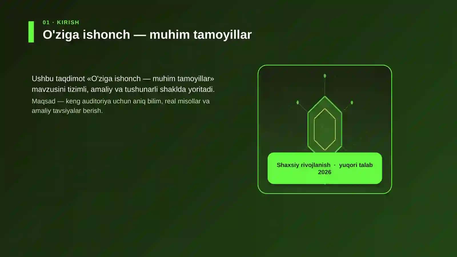 O'ziga ishonch — muhim tamoyilllar 3