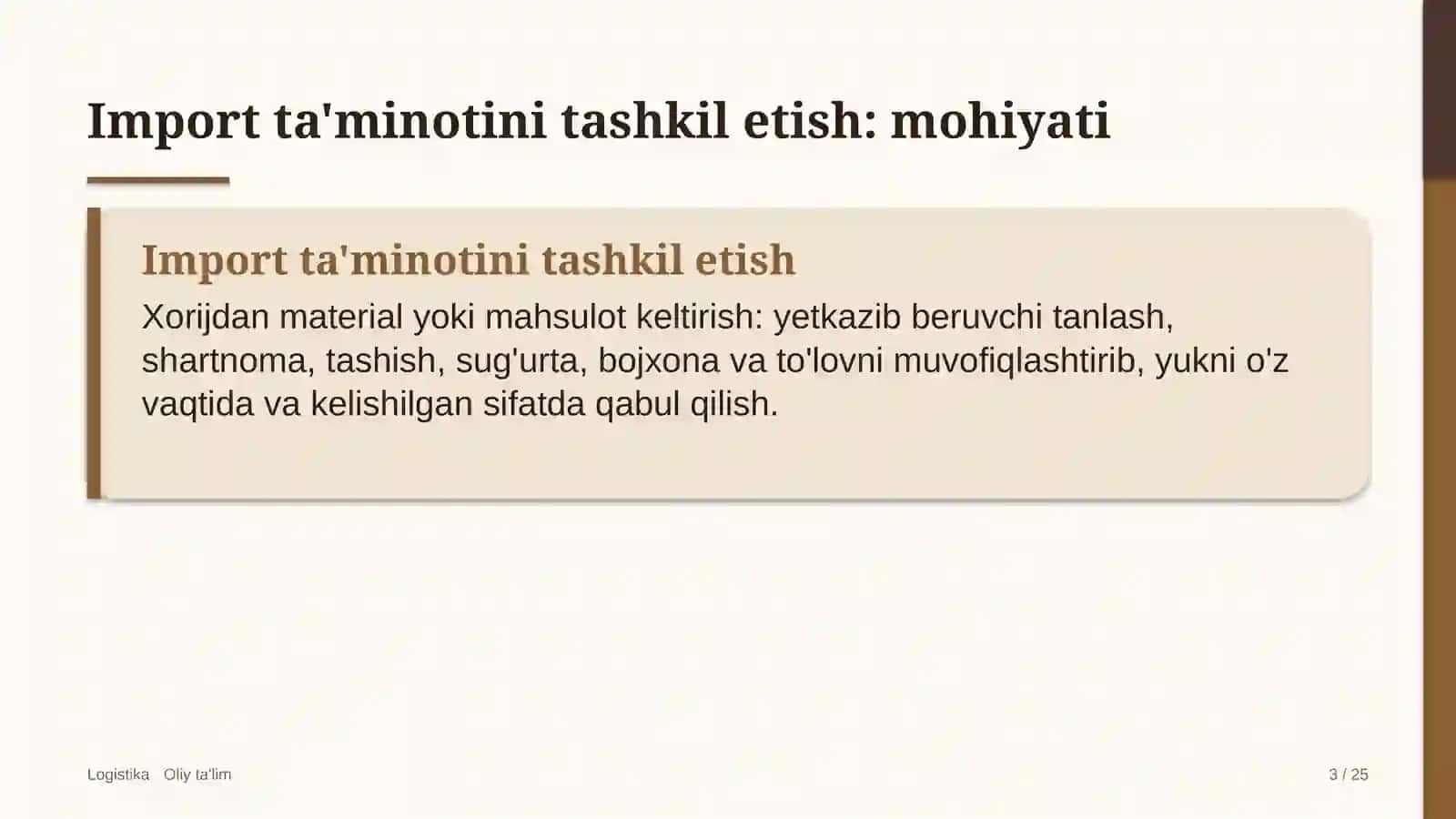 Import ta'minotini tashkil etish: mohiyati 3