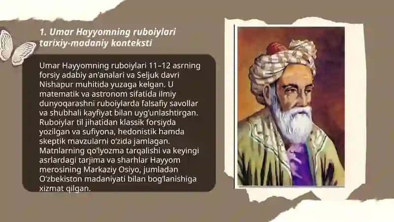 Umar Hayyom ruboiylari mutolaasi 3