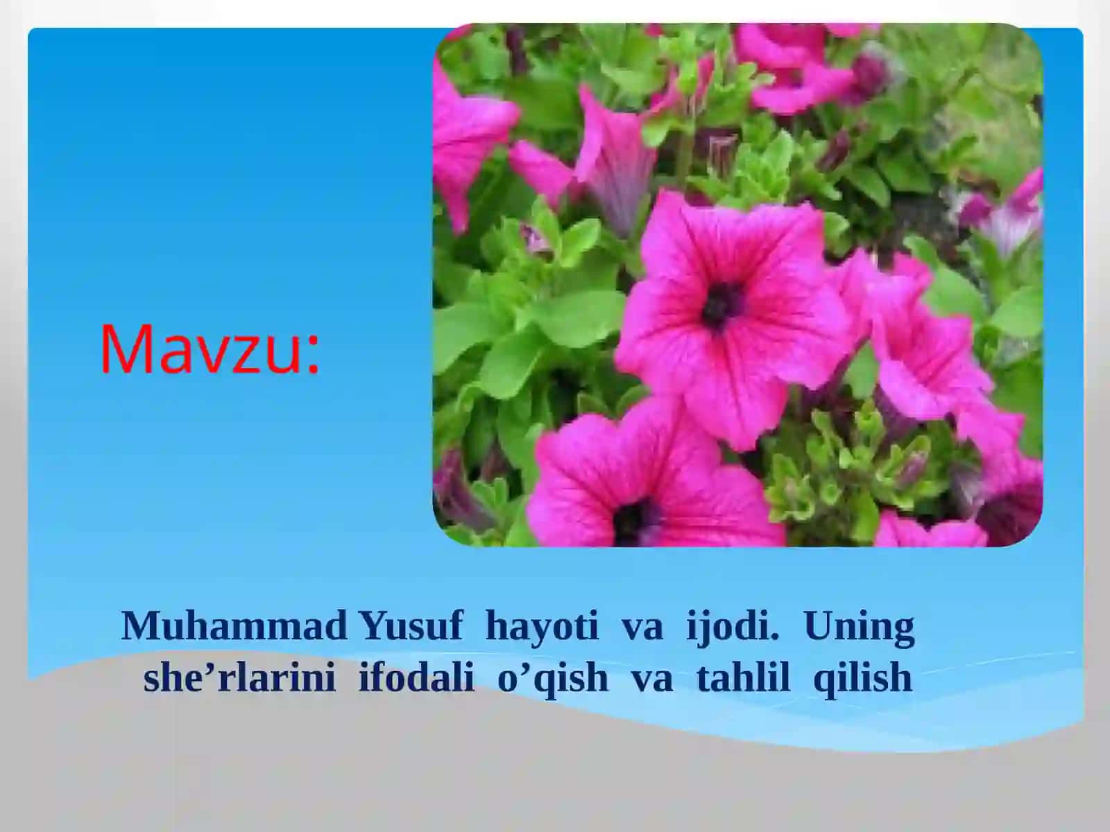 Muhammad Yusuf ijodi bo‘yicha dars ishlanma 3