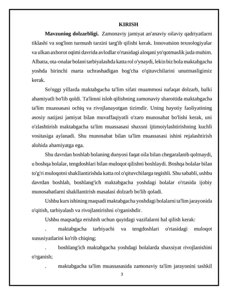 MAKTABGACHA TA'LIM TASHKILOTIDA TA'LIM -TARBIYA ISHLARINI REJALASHTIRISH VA HISOBGA OLISH 3