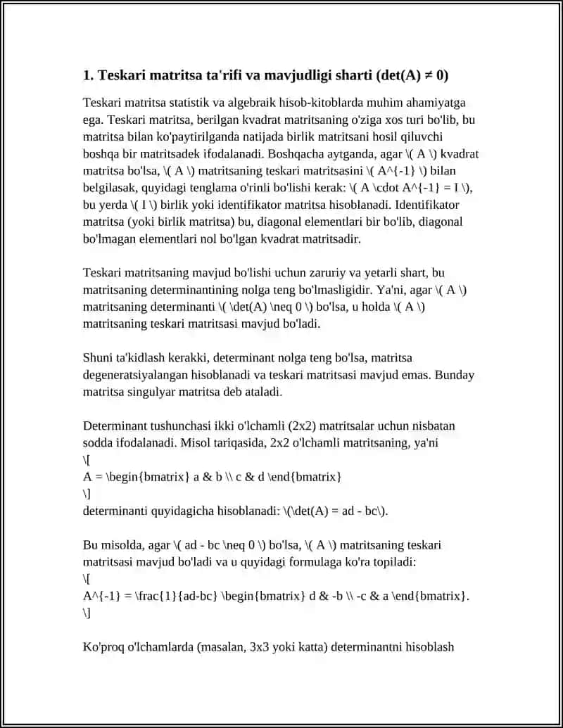 TESKARI MATRITSA 3
