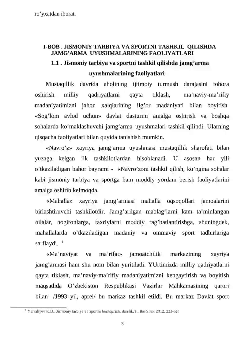 SPORT MAKTABLARI VA MARKAZLARI FAOLIYTINI TASHKIL QILISH 3