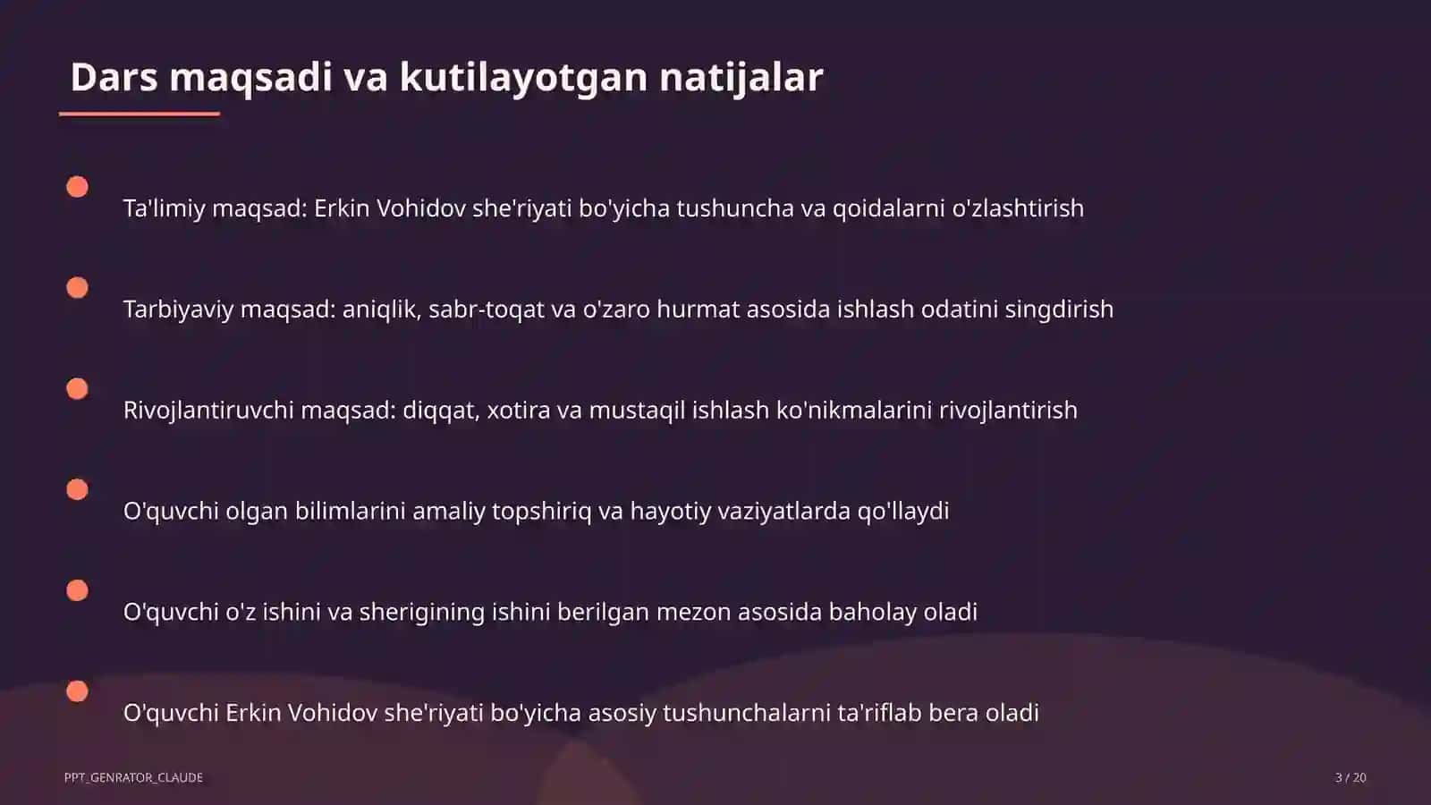 Erkin Vohidov she'riyati (8-sinf) 3