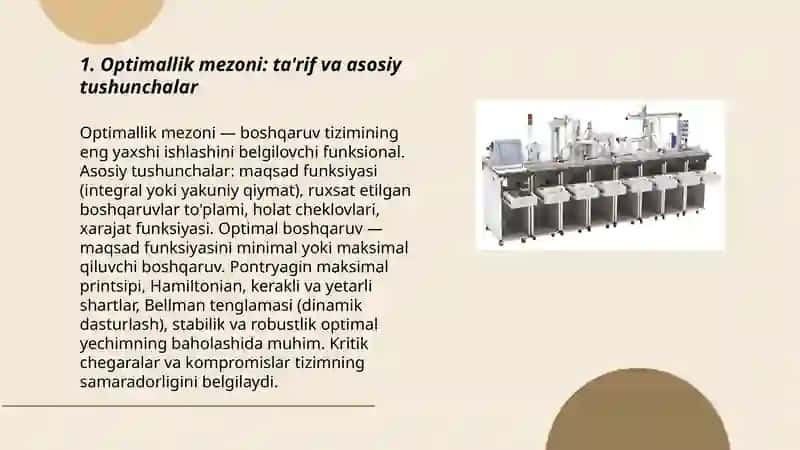 Avtomatik boshqarish sistemalarining optimallik mezoni 3