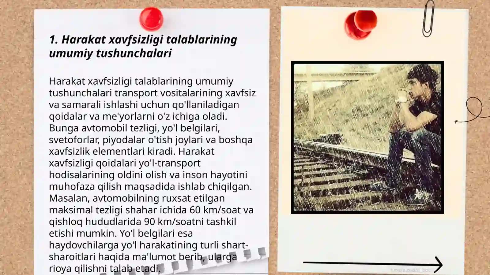 Ikki tasmali avtomobil yo‘llari va shahar ko‘chalaridagi avtobus bekatlariga harakat xavfsizligi bo‘yicha qo‘yilgan me’yoriy talablarni o‘rganish 3