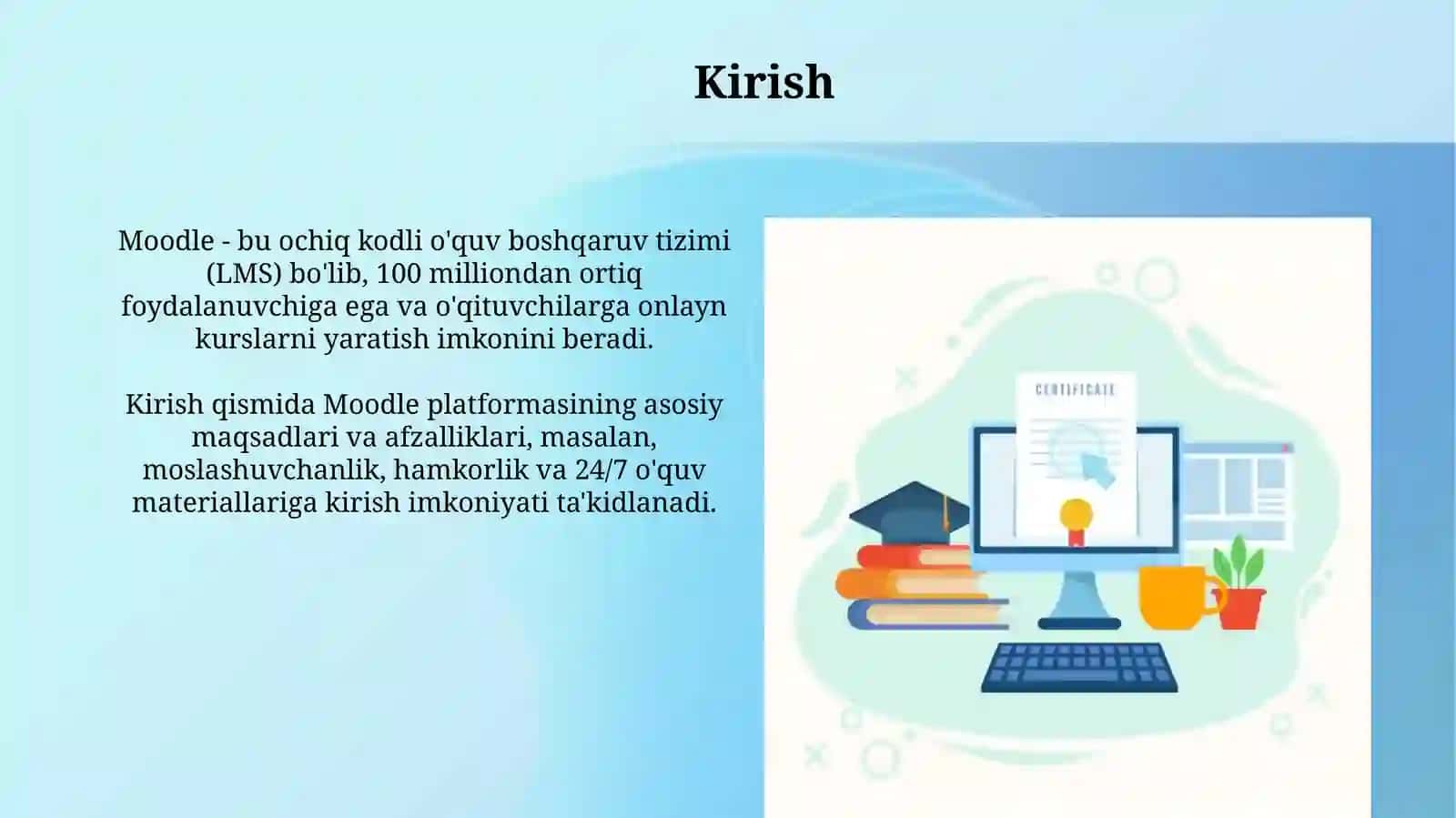 Moodle tizimida o'quv materiallarini joylashtirish 3