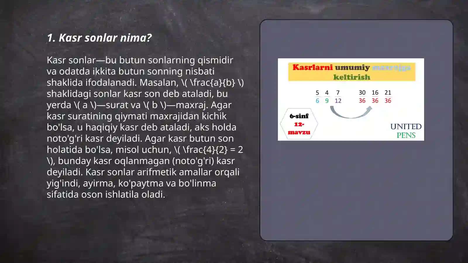 Matematikadan kasr haqida 3