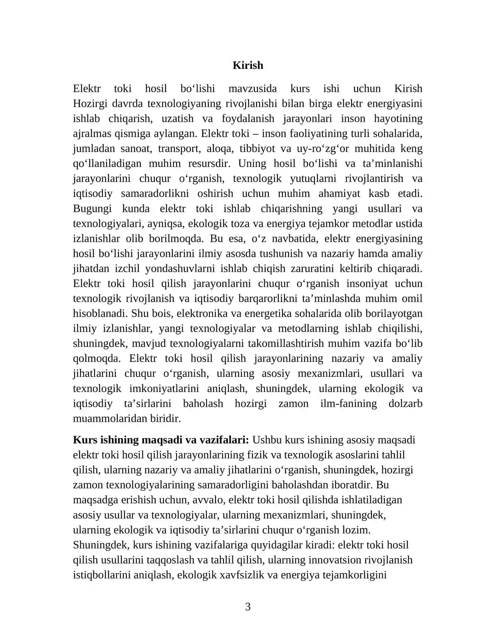 ELEKTR TOKI HOSIL BOʻLISHI 3