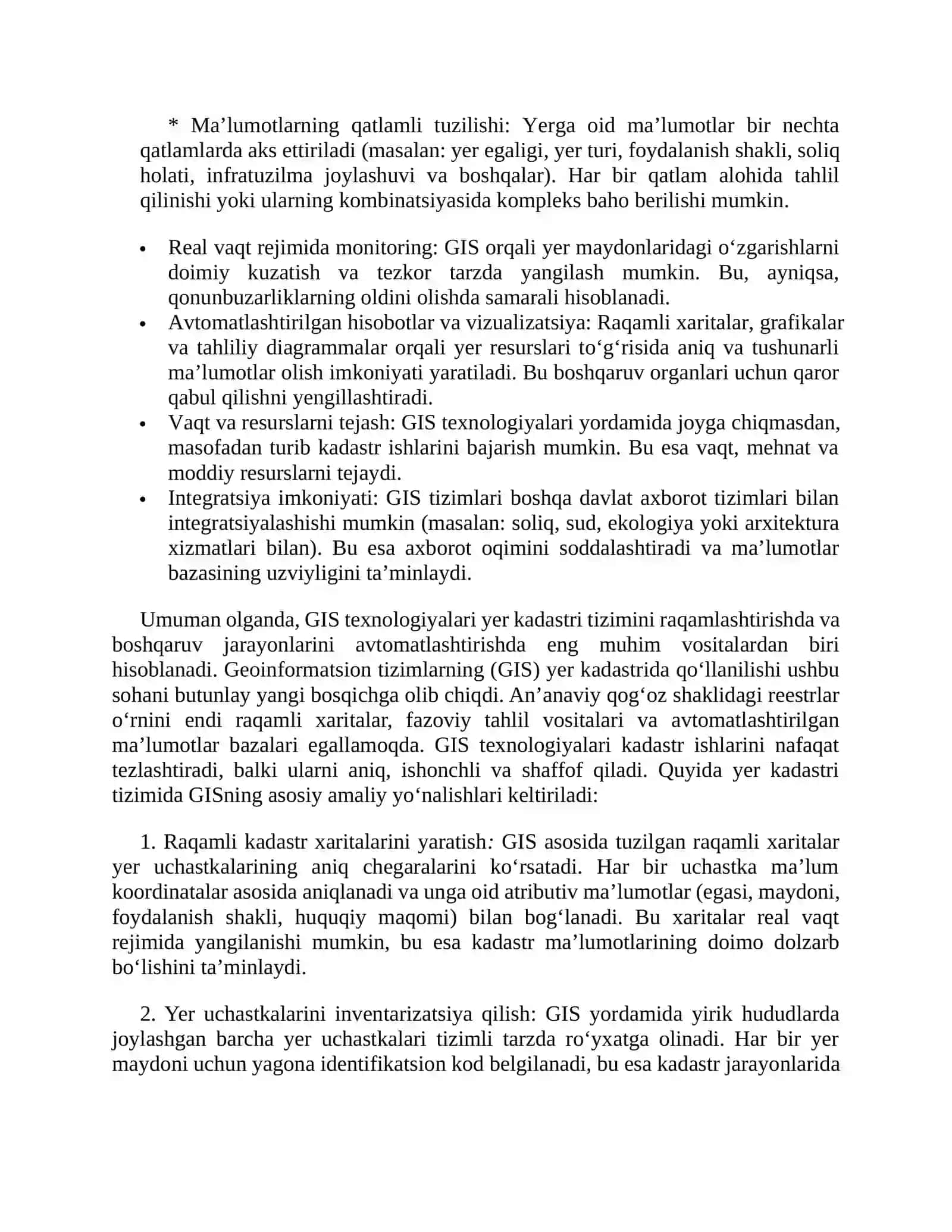 Yer kadastrida GIS texnalogiyalarining ishlatilishi 3