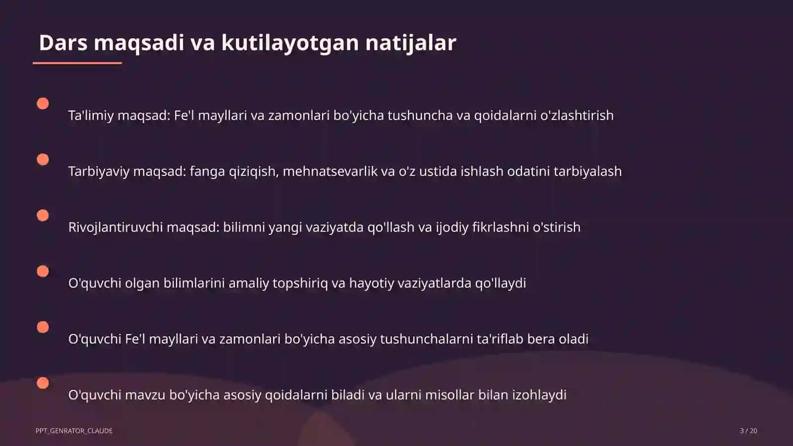 Fe'l mayllari va zamonlari (7-sinf) 3