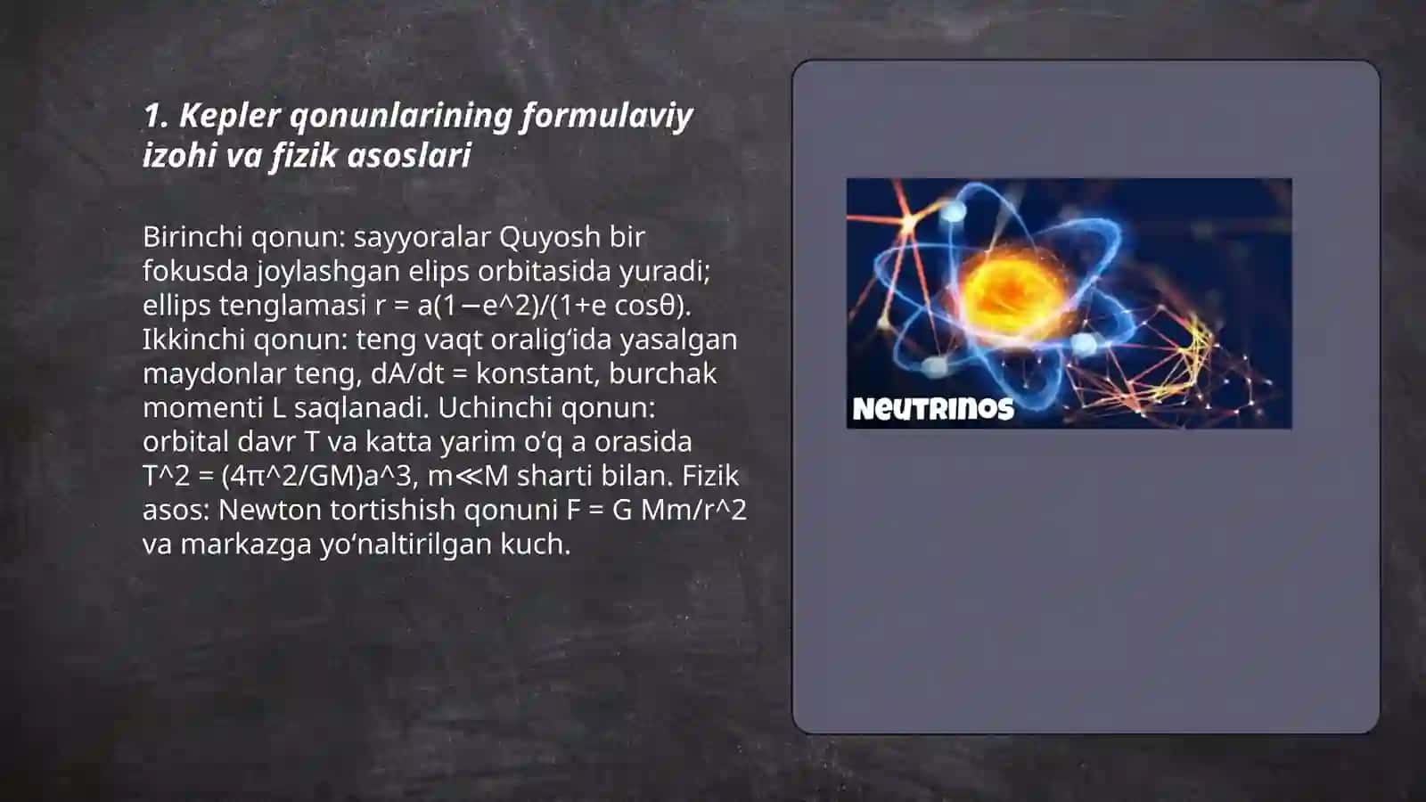 KEPLER QONUNLARI. NEYTRINO 3