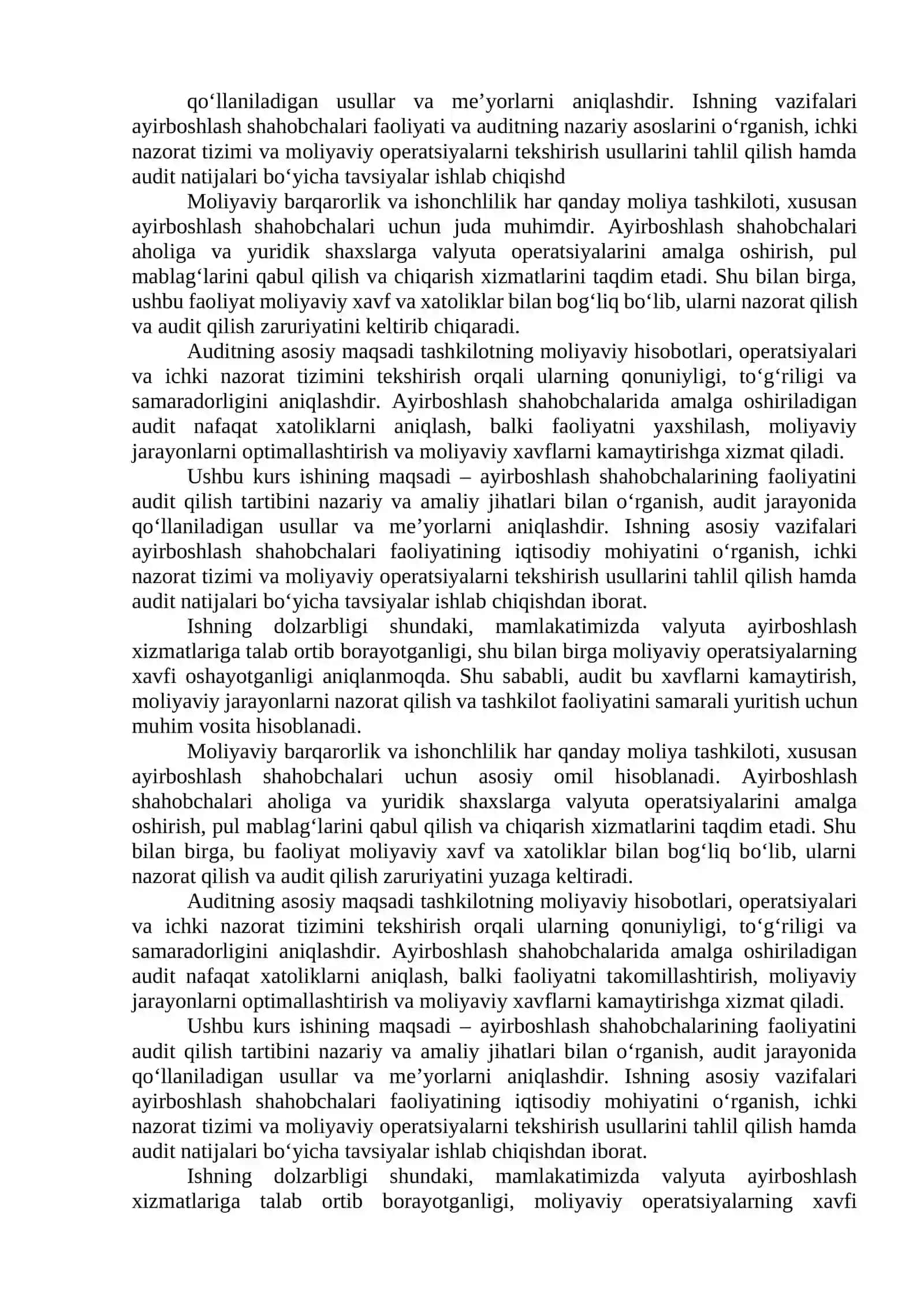 Ayirboshlash shahobchalarni audit qilish tartibi 3