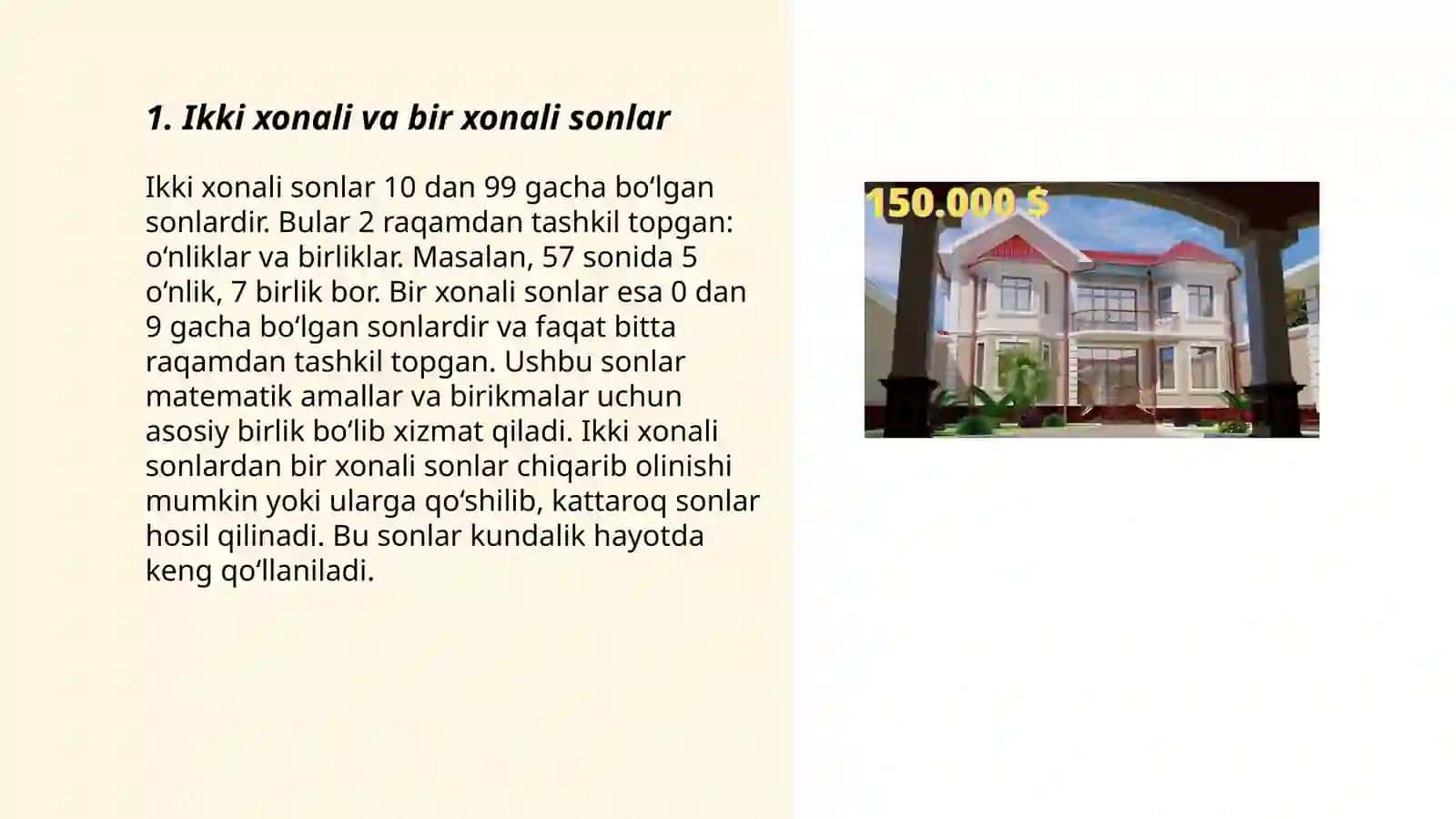 Ikki xonali va bir xonali sonlar 3