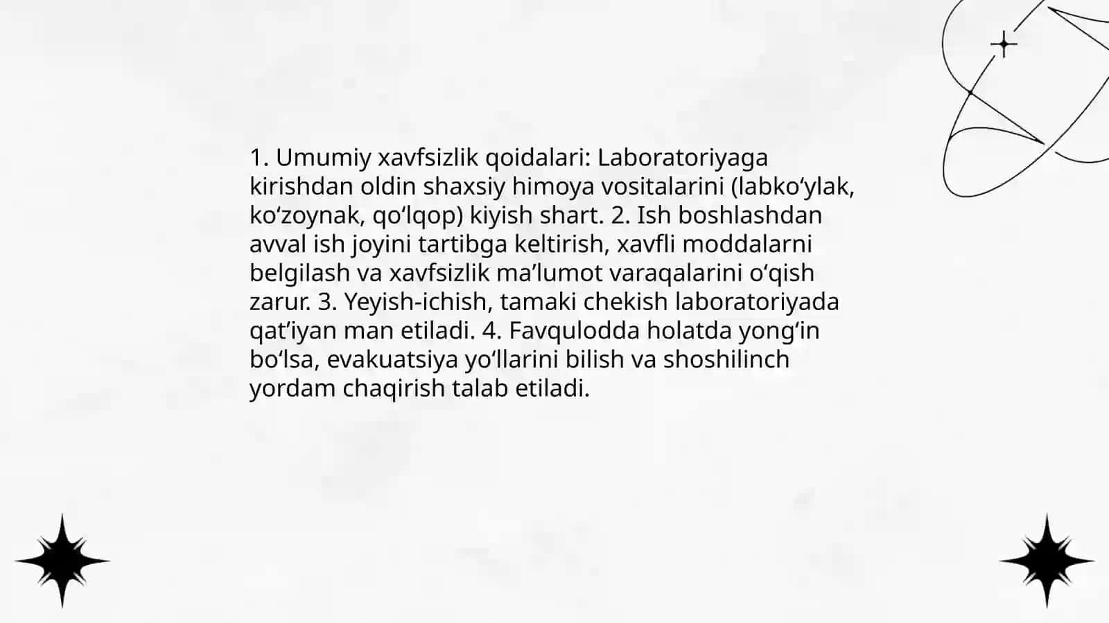 Labaratoriyada ishlash qoidalar 3