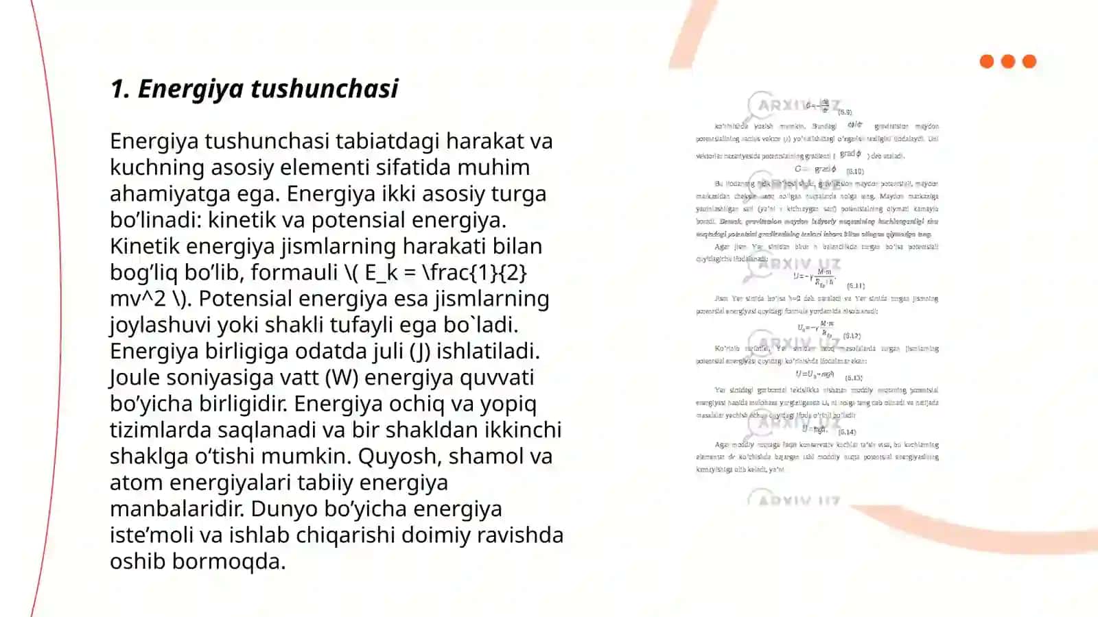 Energiya va uning saqlanish qonuni 3
