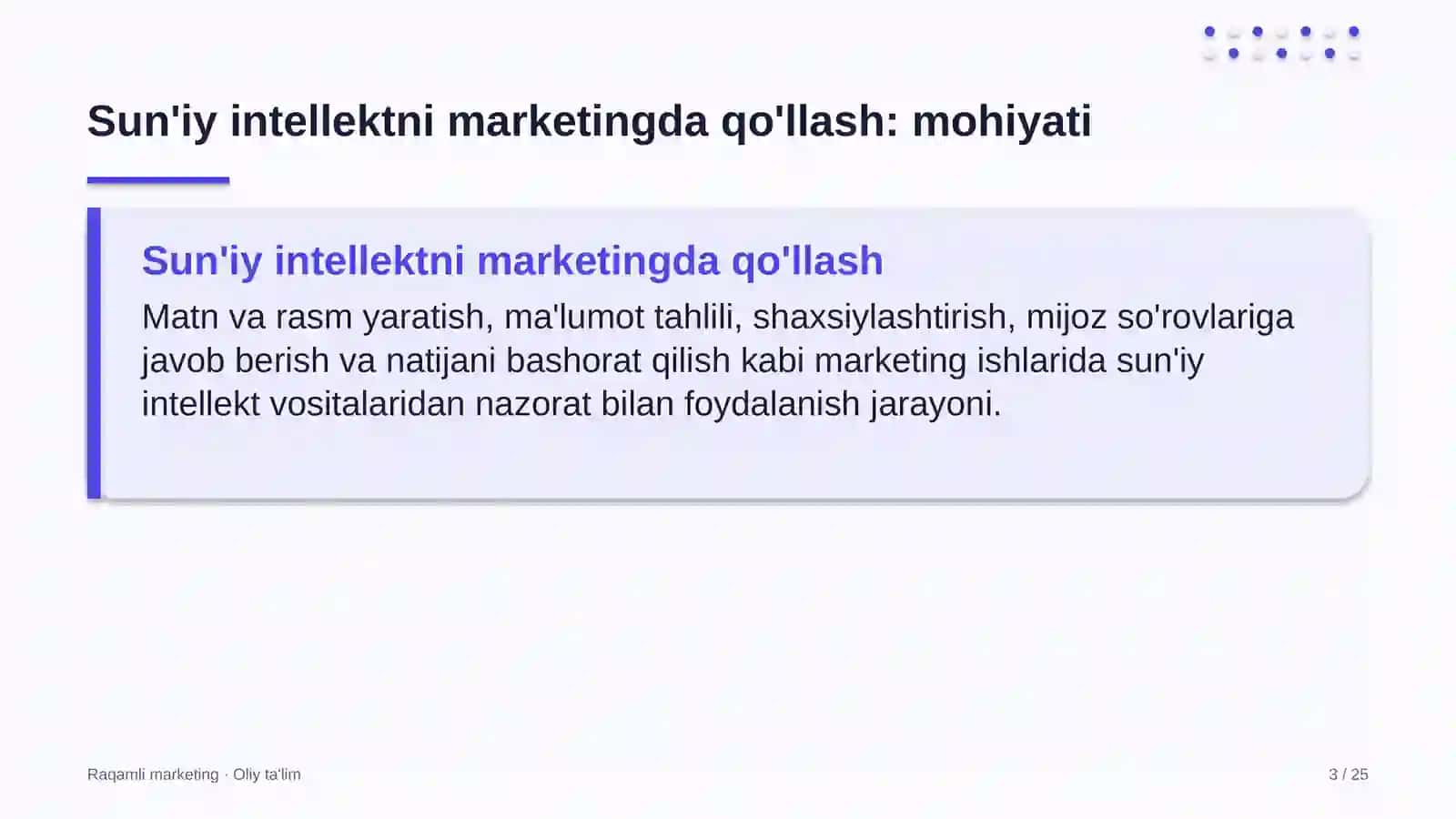 Ehtiyot qismlar do'konlarida sun'iy intellekt vositalarini marketingda qo'llash 3