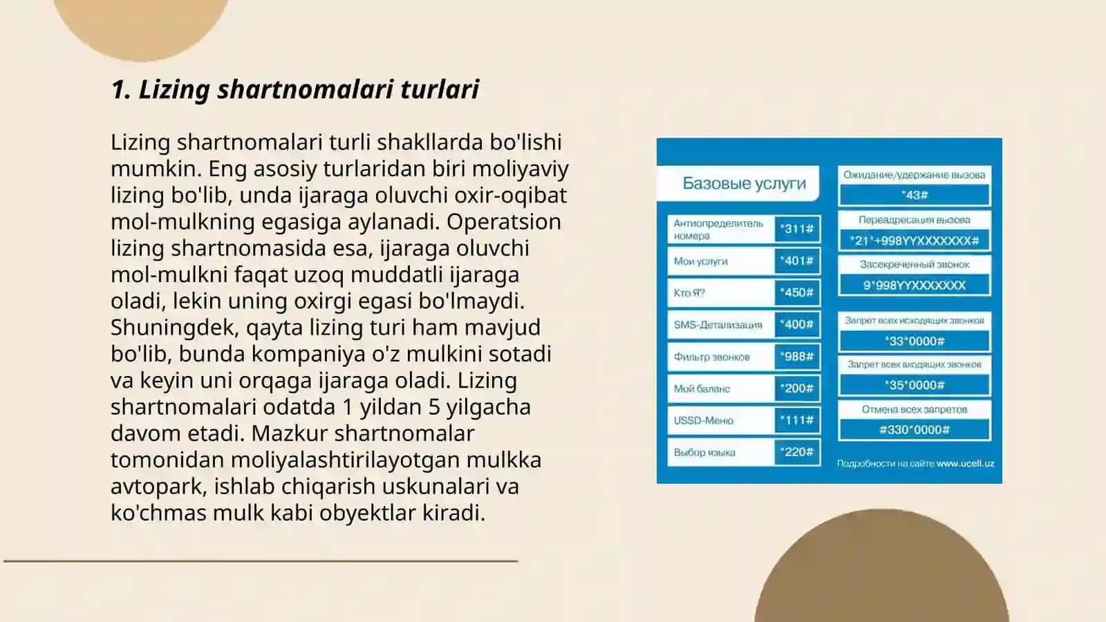 Lizing shartnomalari turlari 3