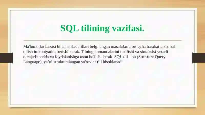 SQL operatorlarini yozish 3