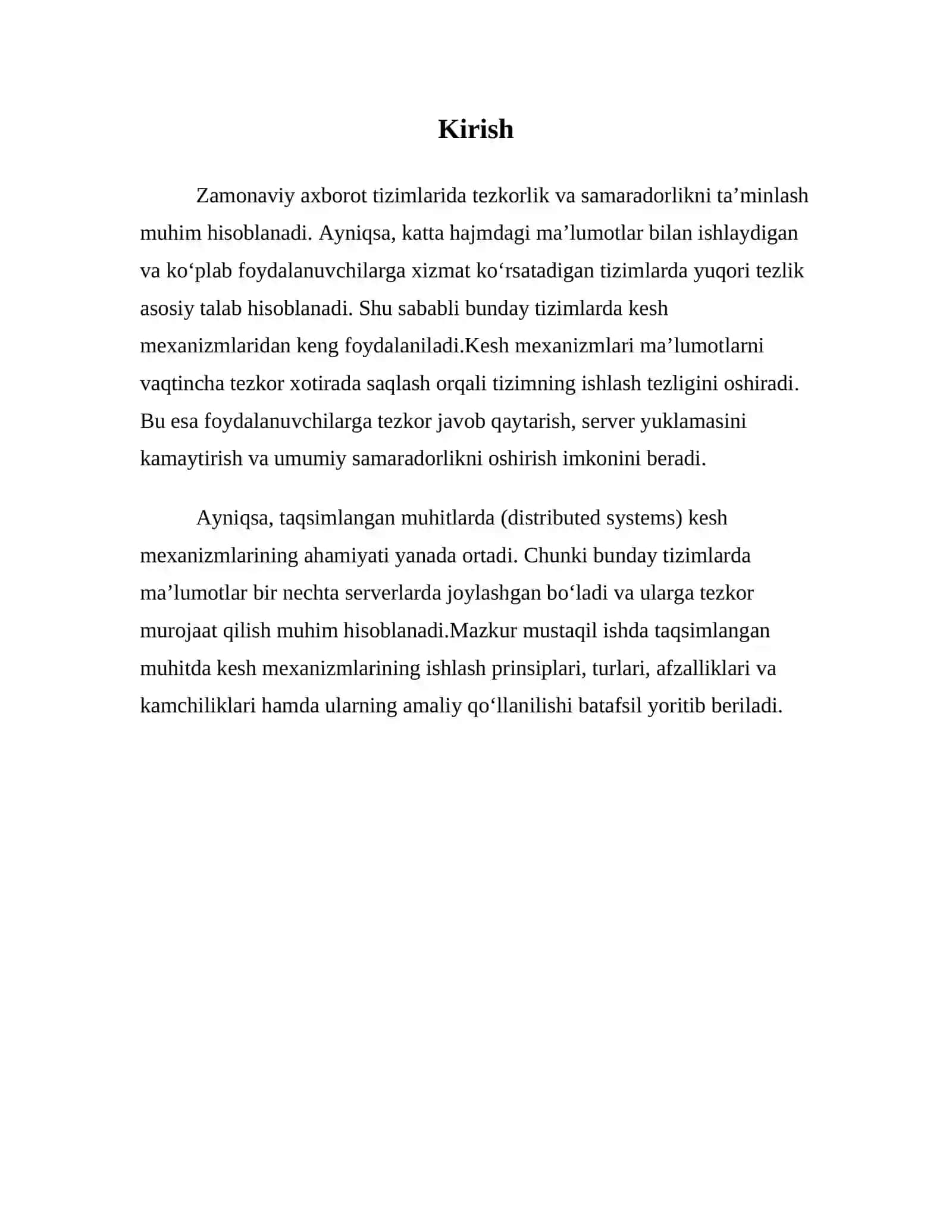 Taqsimlangan muhitda kesh mexanizmlari 3