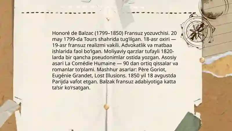 Balzak hayoti va ijodi 3