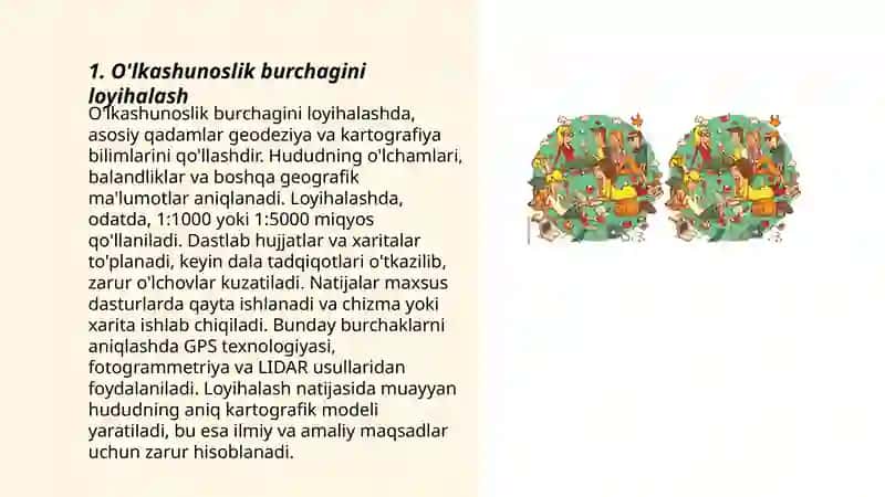 O'lkashunoslik burchagini loyihalash 3