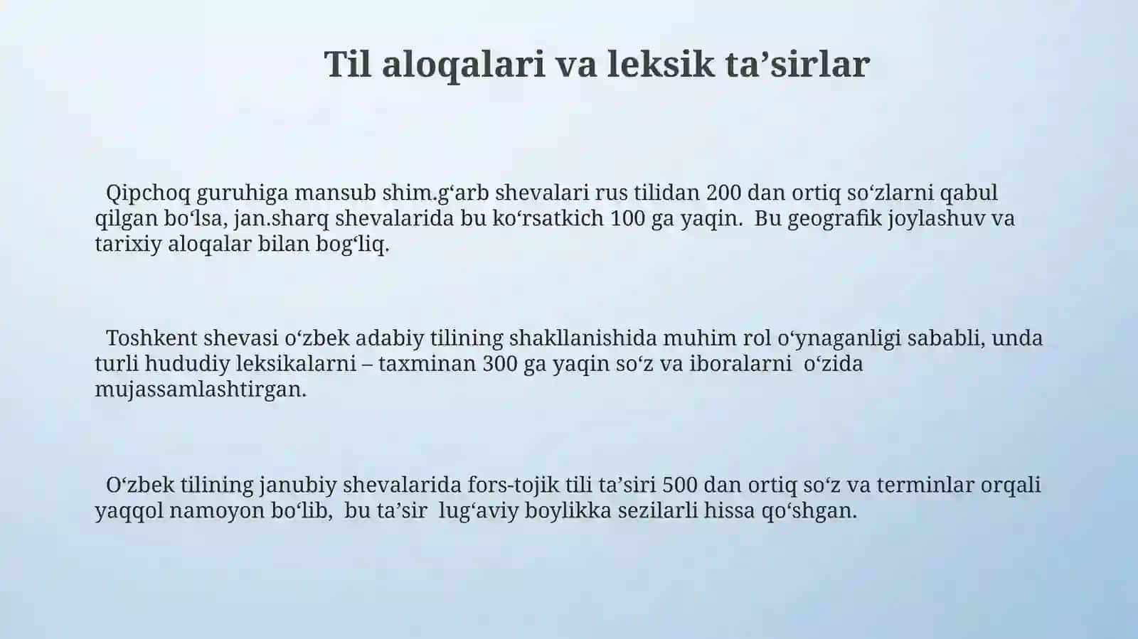 O'zbek shevalarining leksik xususiyatlari 3