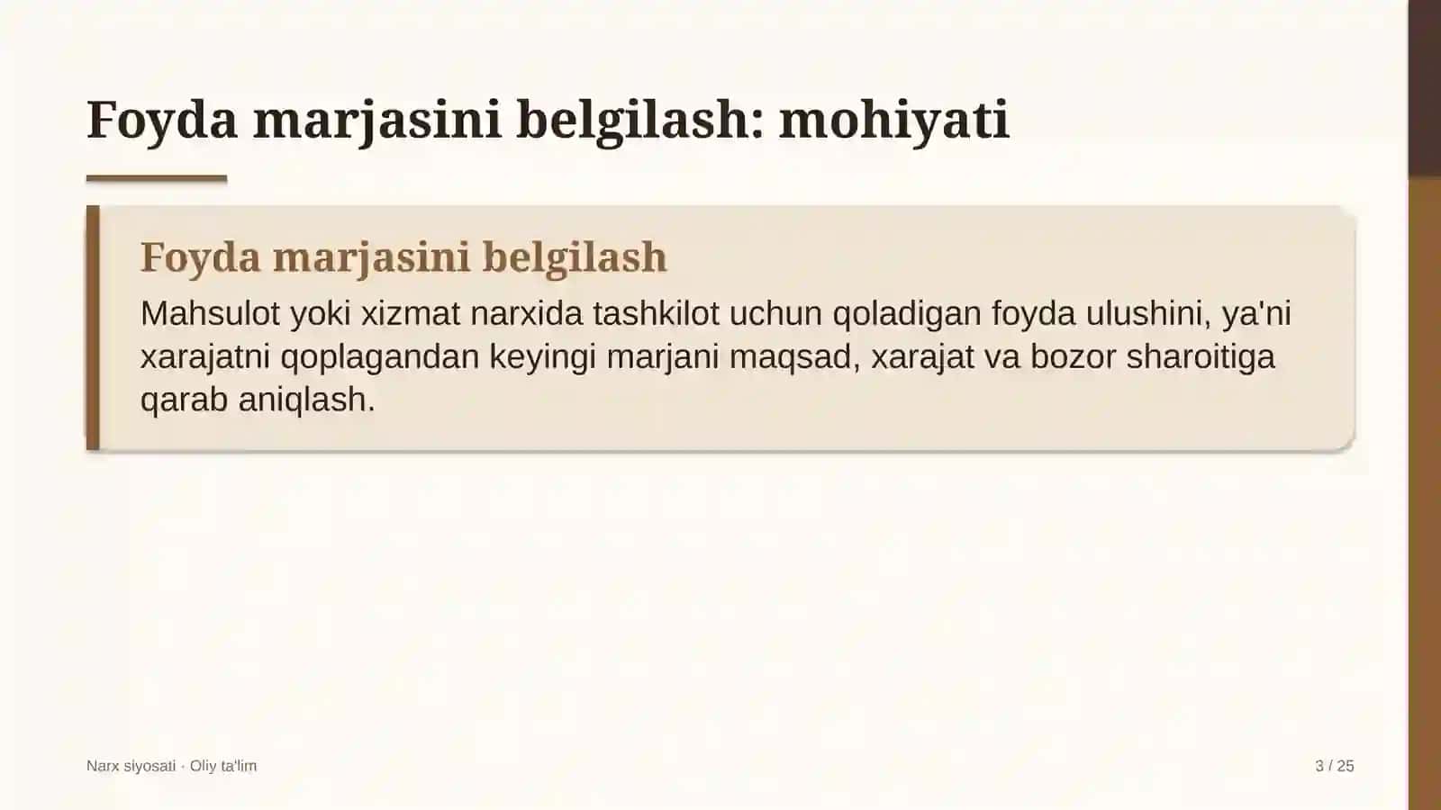 Daryo transportida foyda marjasini belgilash 3