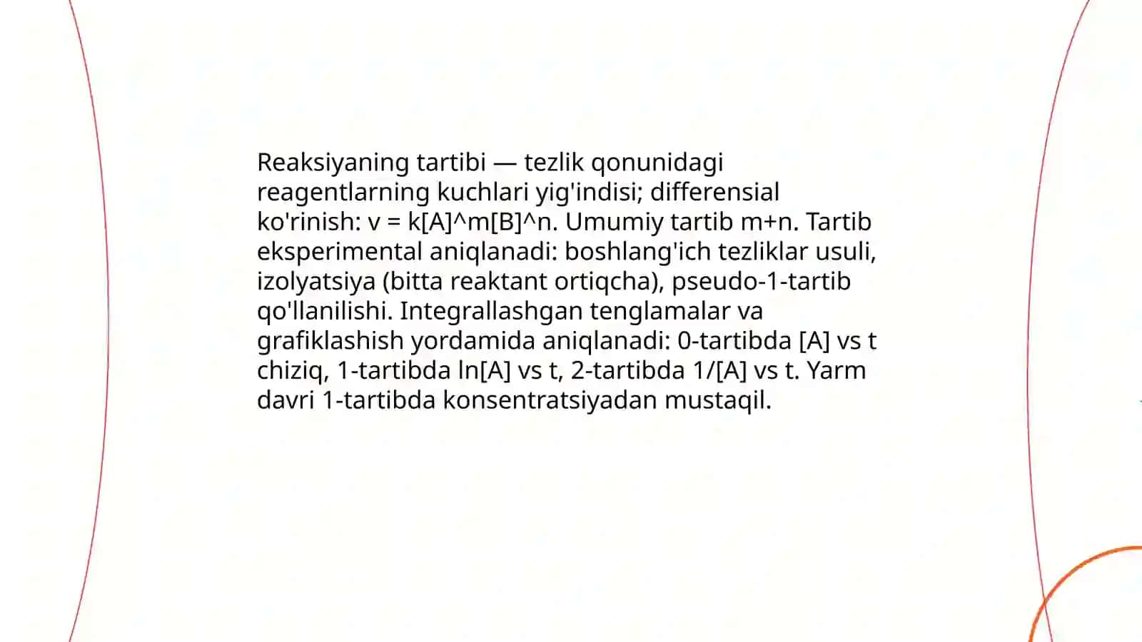 Reaksiyalarning tartibi va molekulyarligi 3