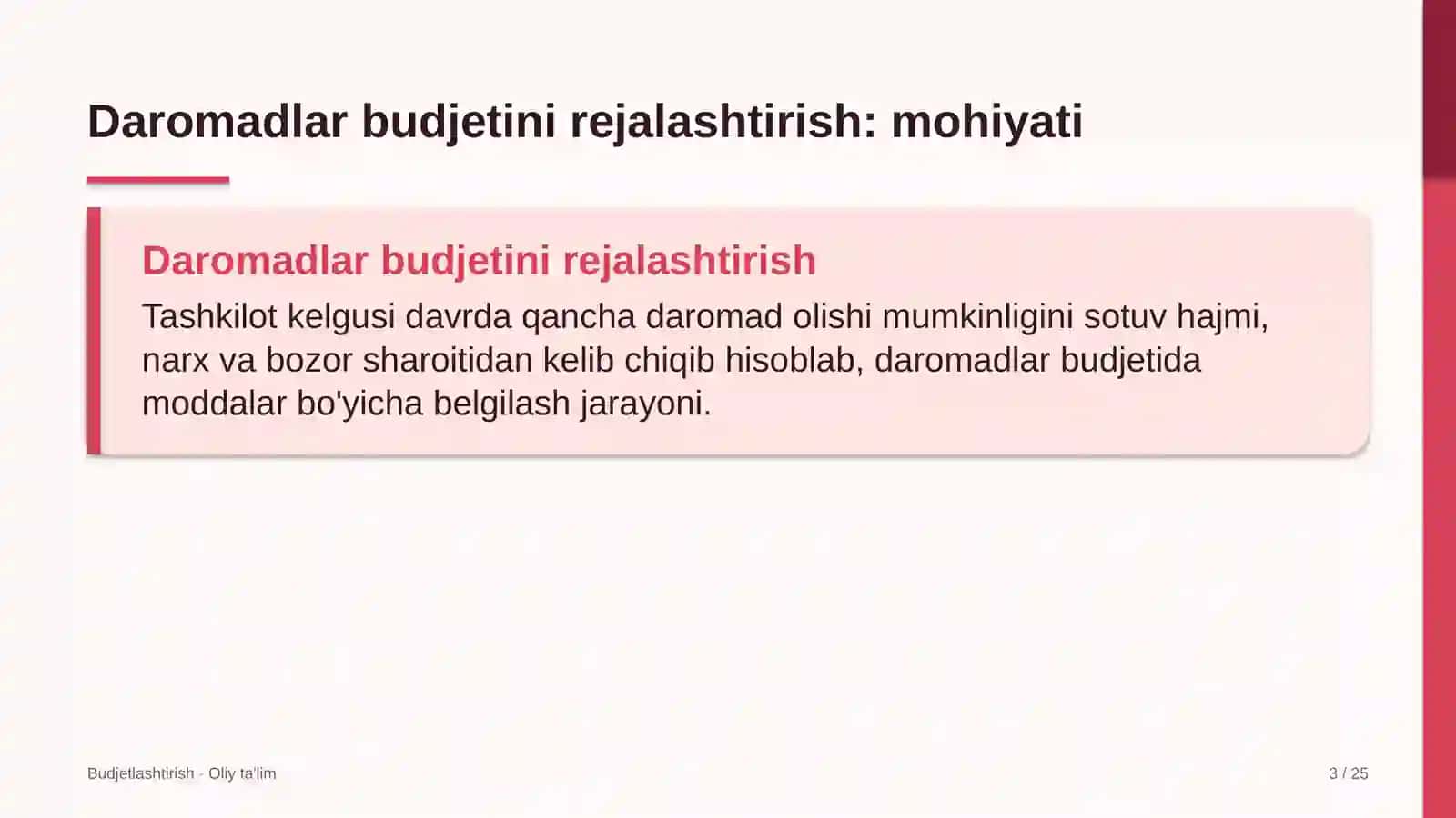 Tog'-kon sanoatida daromadlar budjetini rejalashtirish 3